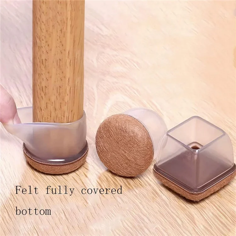 8Pcs Chair Leg Covers for 19-25mm Legs Noise Reducing Furniture Feet Caps Round Anti-Slip Floor Guards for Home - Transparent