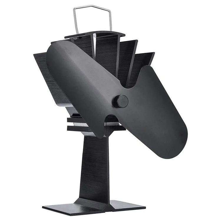 2-blade Heat Powered Stove Fan Anodized Aluminum Fireplace Fan Efficient Heat Distribution