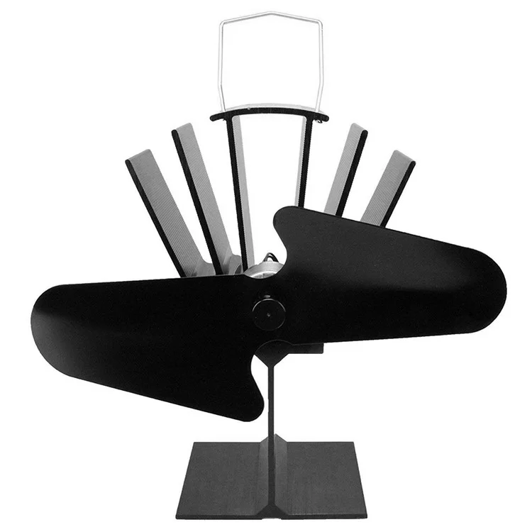 2-blade Heat Powered Stove Fan Anodized Aluminum Fireplace Fan Efficient Heat Distribution