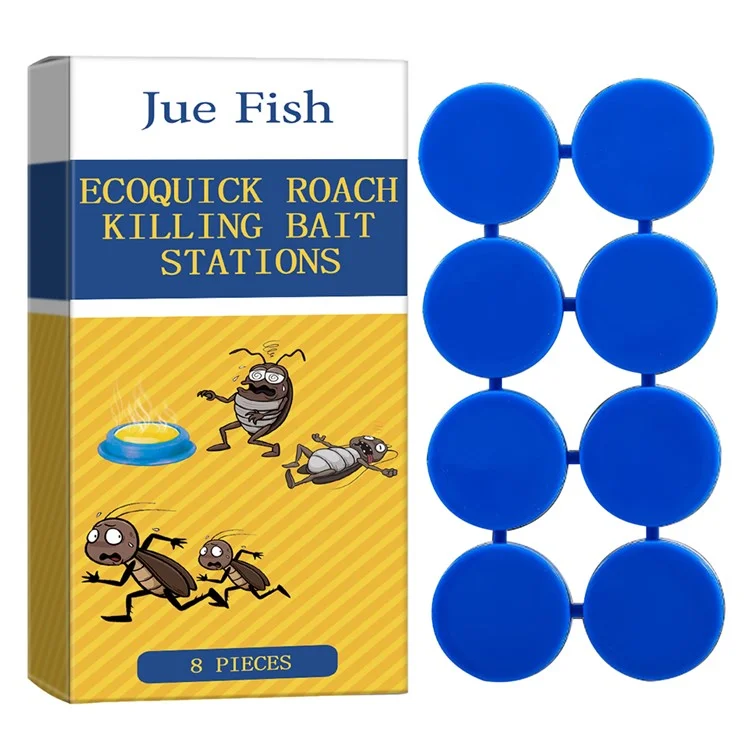 JUE-FISH JUC06-A002-8-YE1 8er Pack Kackerlaken-Köderfallenset Schaben-Vernichter für Küche / Wohnheim / Zuhause