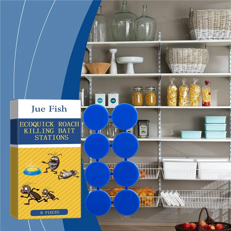 JUE-FISH JUC06-A002-8-YE1 8er Pack Kackerlaken-Köderfallenset Schaben-Vernichter für Küche / Wohnheim / Zuhause