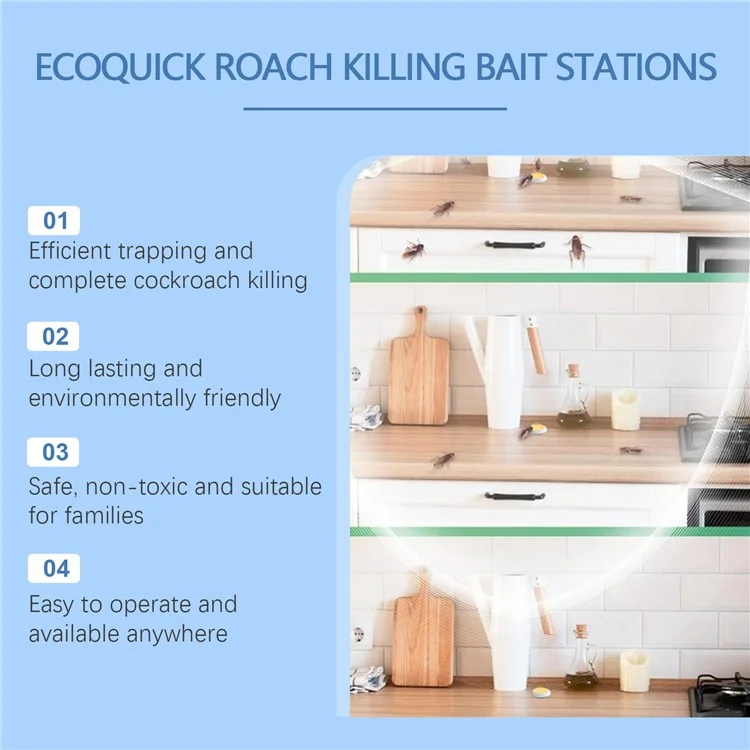 JUE-FISH JUC06-A002-8-YE1 8er Pack Kackerlaken-Köderfallenset Schaben-Vernichter für Küche / Wohnheim / Zuhause