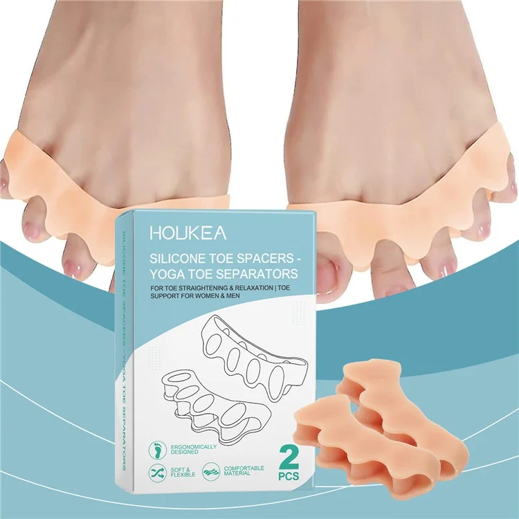 HOUKEA HK-B07-0132-01 2 Ergonomische Silikon-Zehenspreizer für Zehendehnung und Entspannung