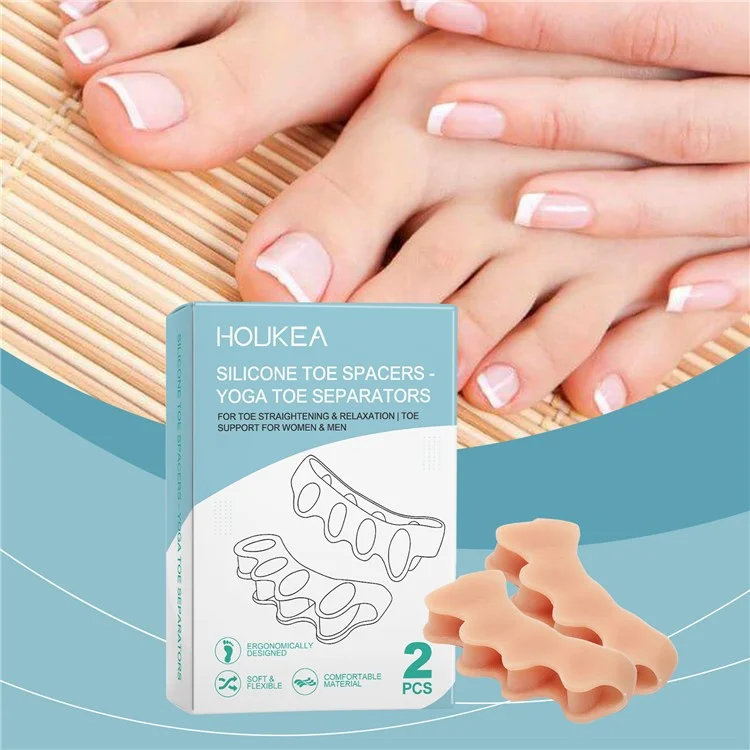 HOUKEA HK-B07-0132-01 2 Ergonomische Silikon-Zehenspreizer für Zehendehnung und Entspannung