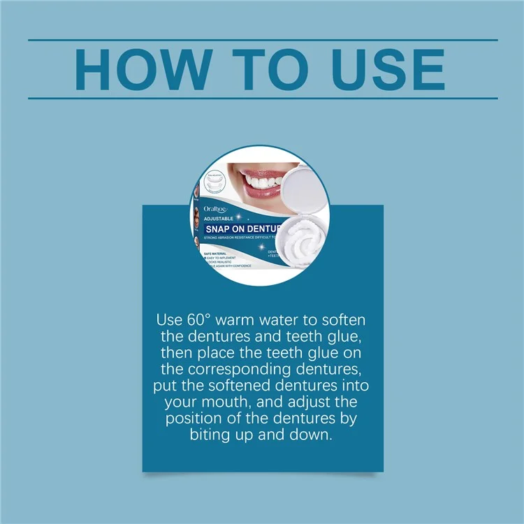 ORALHOE OR-A04-0391-01 Adjustable Snap On Dentures Resin Fake Teeth Smile Enhancer