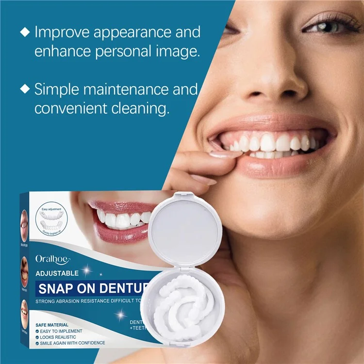 ORALHOE OR-A04-0391-01 Adjustable Snap On Dentures Resin Fake Teeth Smile Enhancer