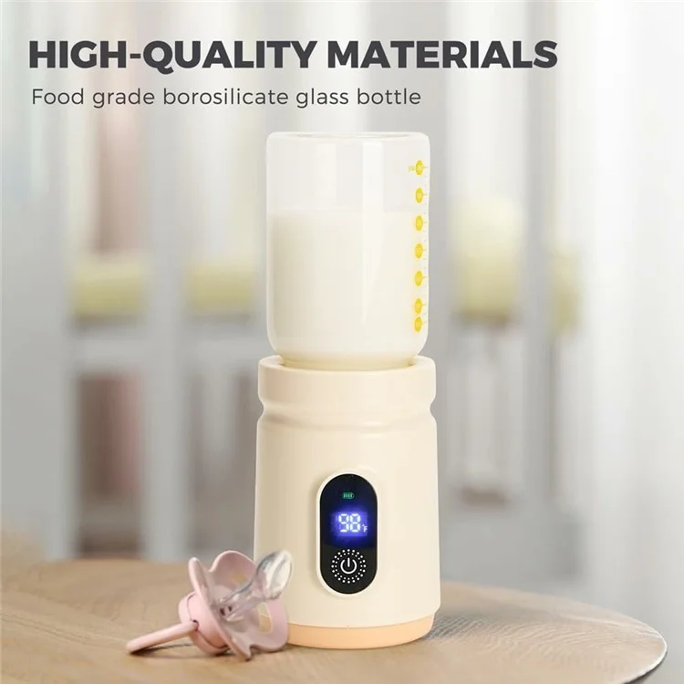 Portable Baby Milk Bottle Warmer Breast Formula Milk 4 Temperature Settings Wireless Travel Heater