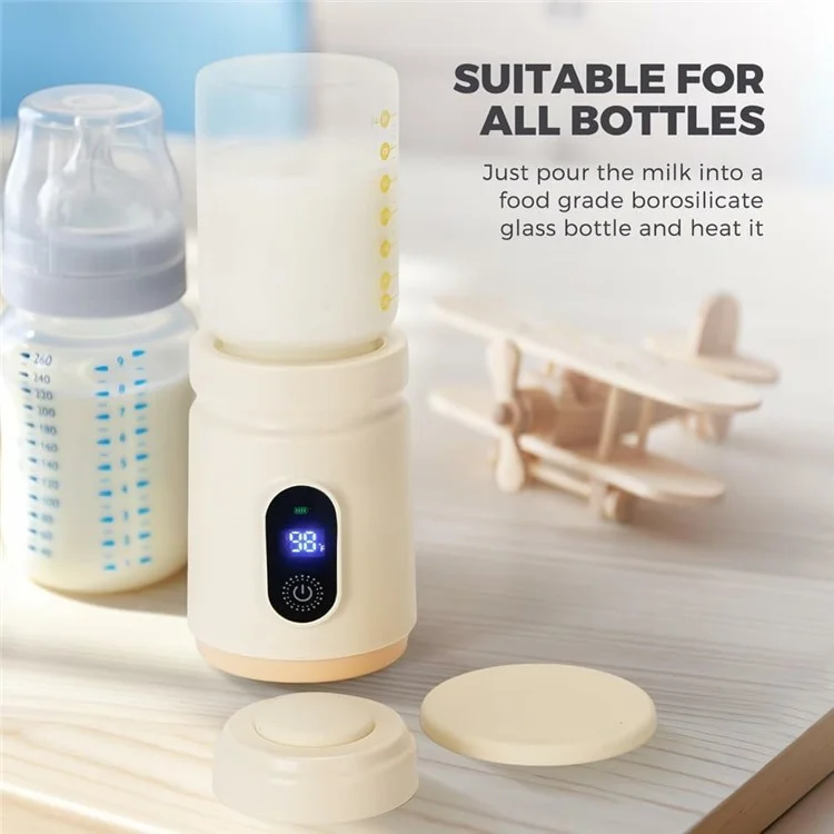 Portable Baby Milk Bottle Warmer Breast Formula Milk 4 Temperature Settings Wireless Travel Heater