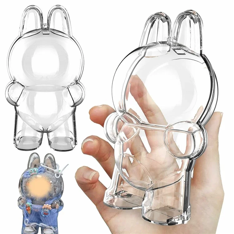 Dustproof Case for LABUBU Doll Clear Plastic Protective Cover Backpack Pendant Hanging Box - Style 1
