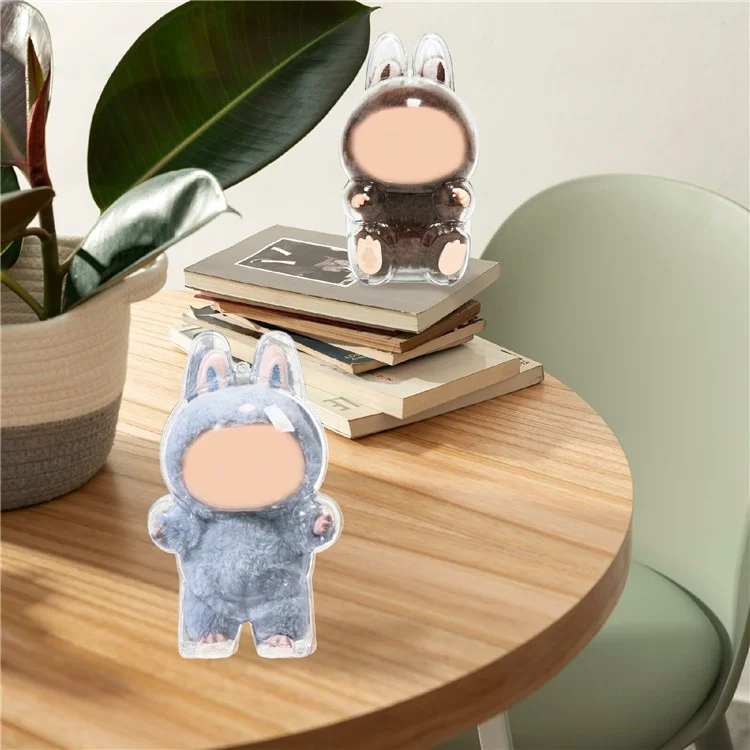 Dustproof Case for LABUBU Doll Clear Plastic Protective Cover Backpack Pendant Hanging Box - Style 1