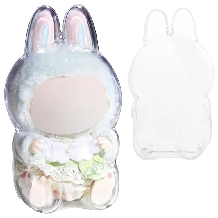Dustproof Case for LABUBU Doll Clear Plastic Protective Cover Backpack Pendant Hanging Box - Style 1