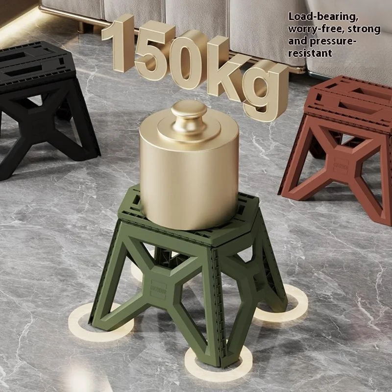 Small Size Folding Stool Portable Plastic Chair Lightweight Camping Fishing Seat for Adults Children - Green