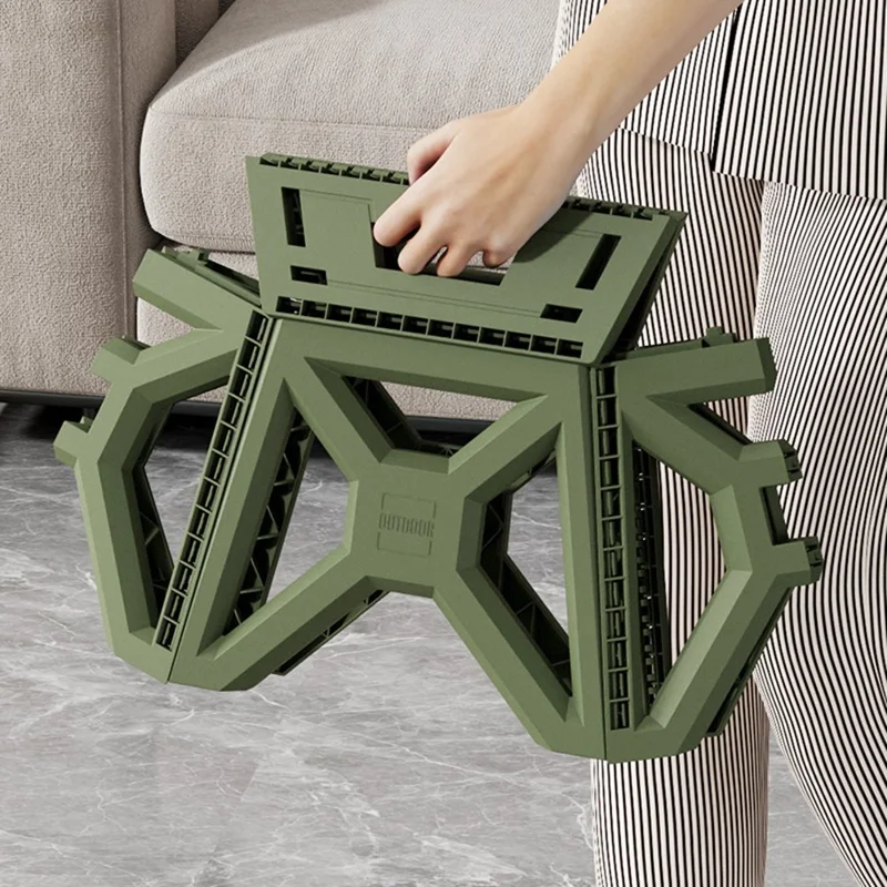 Small Size Folding Stool Portable Plastic Chair Lightweight Camping Fishing Seat for Adults Children - Green