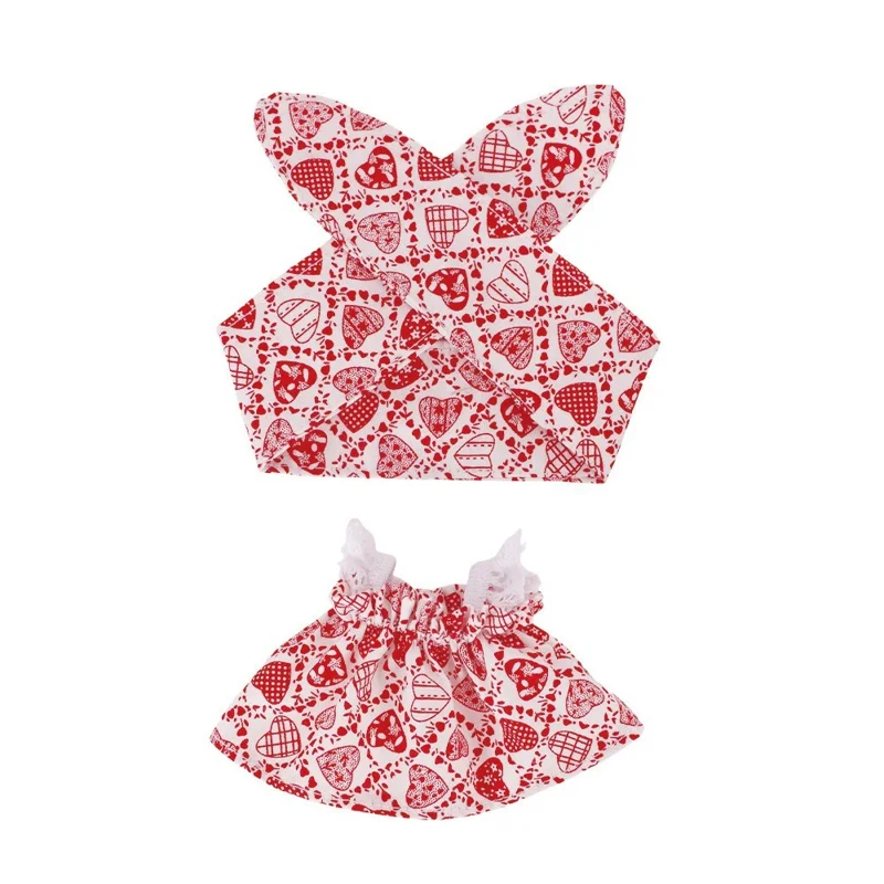 Pour Labubu 17cm Mini Figurine Peluche Robe à imprimé floral avec serre-tête Tenue de fête - xm2655
