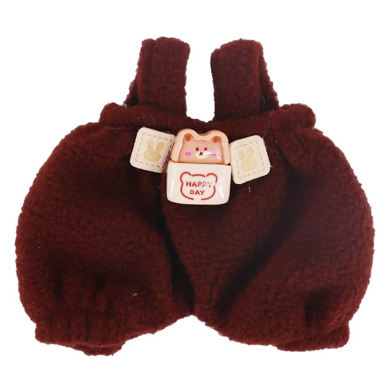 Calça Jardineira para Boneco Labubu de 17cm com Design de Urso Cartoon - Roupa de Pelúcia - xm2304