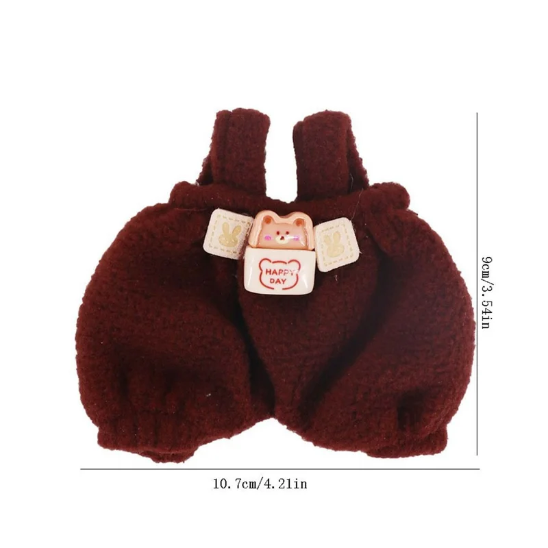 Calça Jardineira para Boneco Labubu de 17cm com Design de Urso Cartoon - Roupa de Pelúcia - xm2304