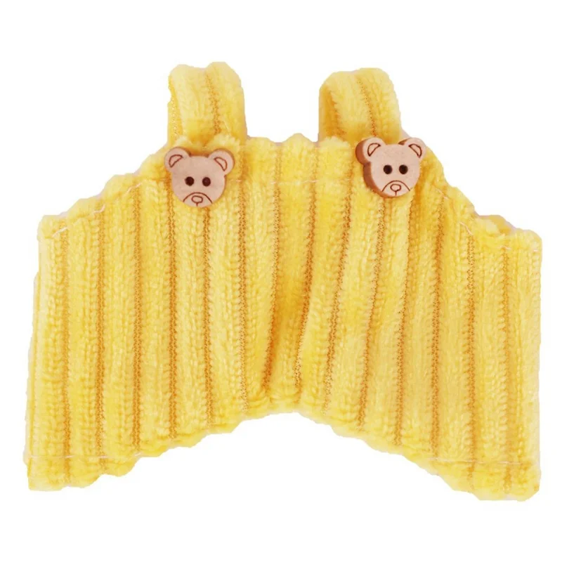 Pour Labubu 17cm Mini Figure Salopette à rayures Vêtement de poupée en peluche à motif d'ours de dessin animé