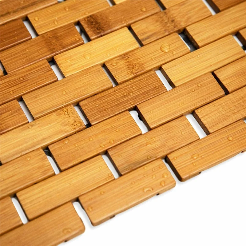Alfombra de Baño de Bambú Natural de 50 x 80 cm Antideslizante para el Suelo del Baño, de Secado Rápido - Color Bambú