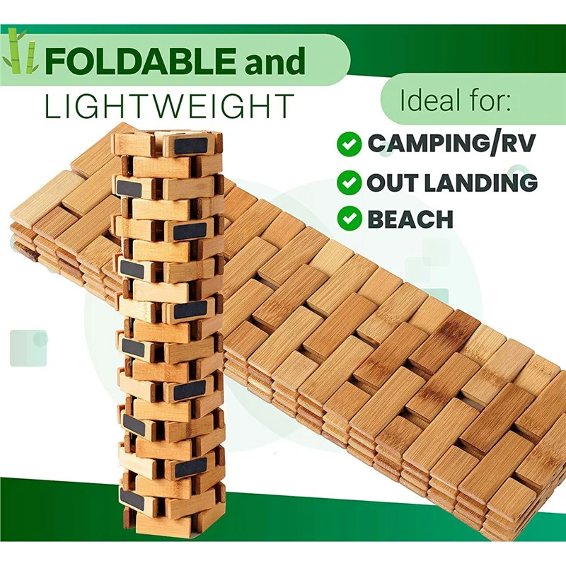 Tapete de Bambu Natural 60 x 90 cm para Banheiro Antiderrapante, Secagem Rápida - Cor de Bambu