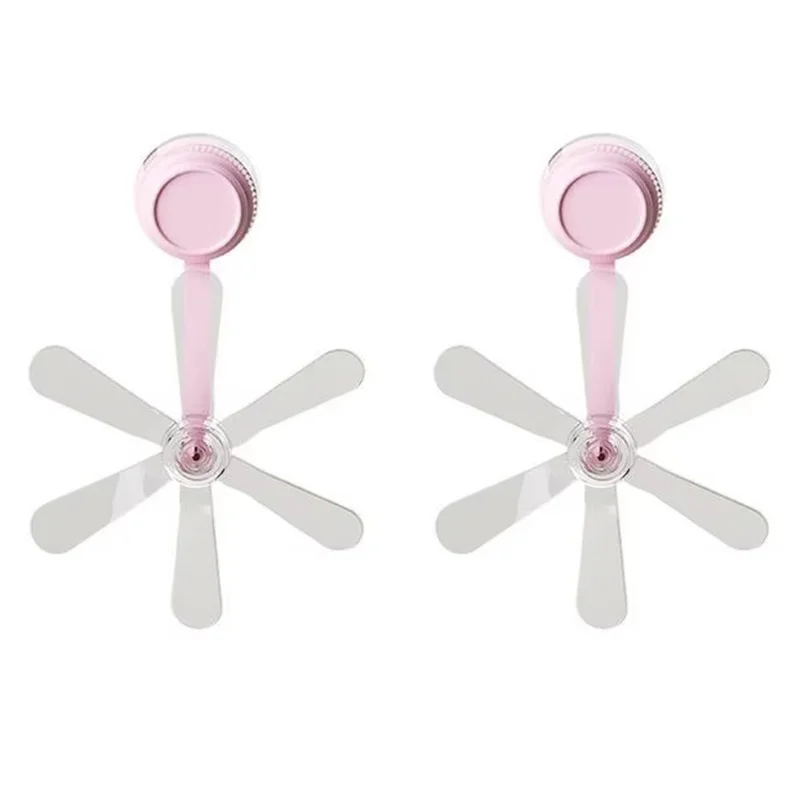 2Pcs Air Conditioner Wind Deflector Fan Adjustable Direction Suction Cup Mount AC Unit Wind Guide Fan - Pink Hook / Clear Fan