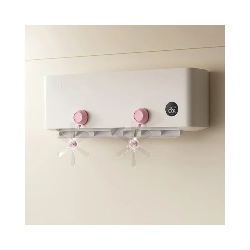 2Pcs Air Conditioner Wind Deflector Fan Adjustable Direction Suction Cup Mount AC Unit Wind Guide Fan - Pink Hook / Clear Fan