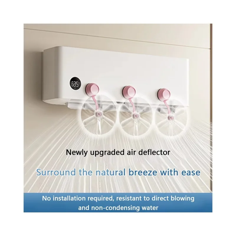 2Pcs Air Conditioner Wind Deflector Fan Adjustable Direction Suction Cup Mount AC Unit Wind Guide Fan - Pink Hook / Clear Fan
