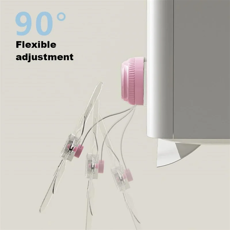 2Pcs Air Conditioner Wind Deflector Fan Adjustable Direction Suction Cup Mount AC Unit Wind Guide Fan - Pink Hook / Clear Fan