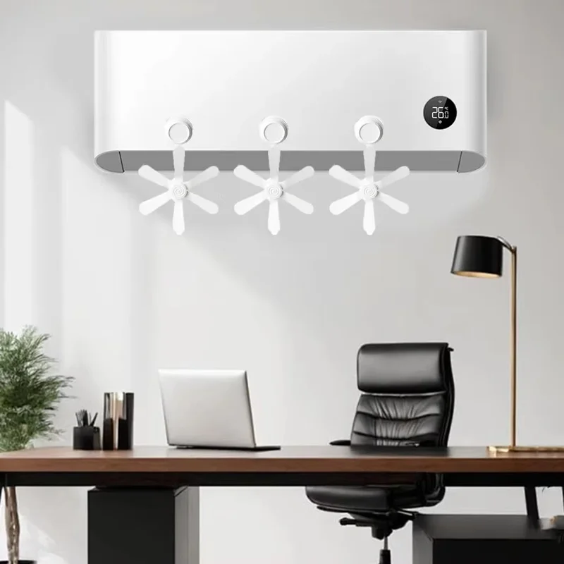 3 piezas Deflector de viento del aire acondicionado Dirección ajustable Ventilador Soporte de ventosa Unidad de aire acondicionado Guía de viento Ventilador - Gancho rosa / Ventilador transparente
