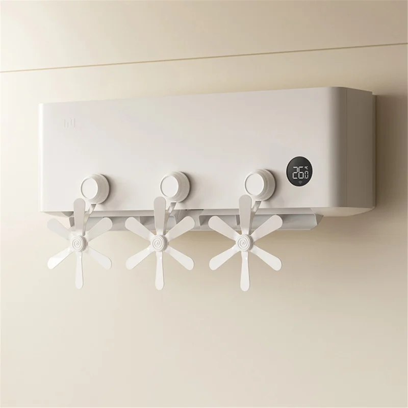 3Pcs Air Conditioner Wind Deflector Fan Adjustable Direction Suction Cup Mount AC Unit Wind Guide Fan - White