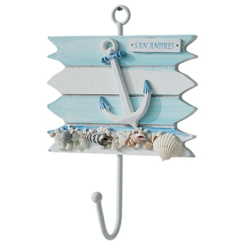 Mediterranean Style Wall Hooks Nautical Home Decor Coat Hat Hangers Ocean Theme Creative Iron Hooks - Sea Anchor
