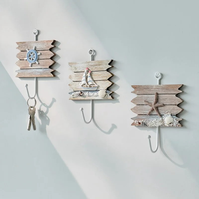 Mediterranean Style Wall Hooks Nautical Home Decor Coat Hat Hangers Ocean Theme Creative Iron Hooks - Sea Anchor