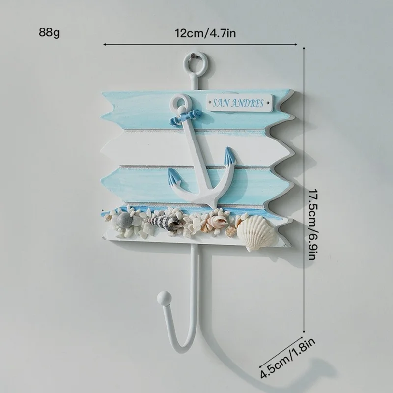 Mediterranean Style Wall Hooks Nautical Home Decor Coat Hat Hangers Ocean Theme Creative Iron Hooks - Sea Anchor