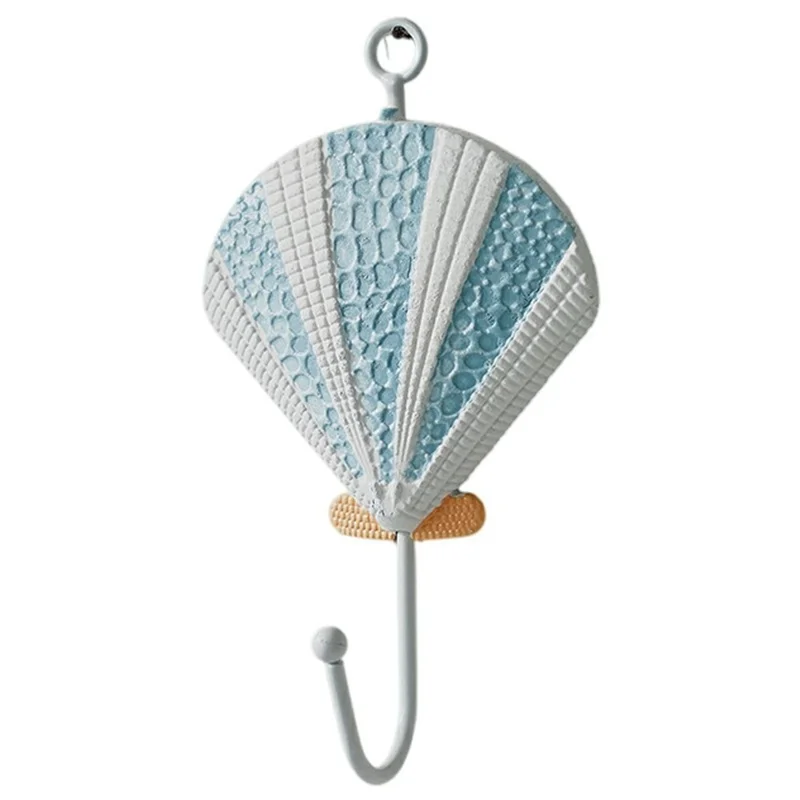 Mediterranean Style Wall Hooks Iron Coat Rack Door Hanger Ocean Theme Home Decor Storage Holder - Blue Shell