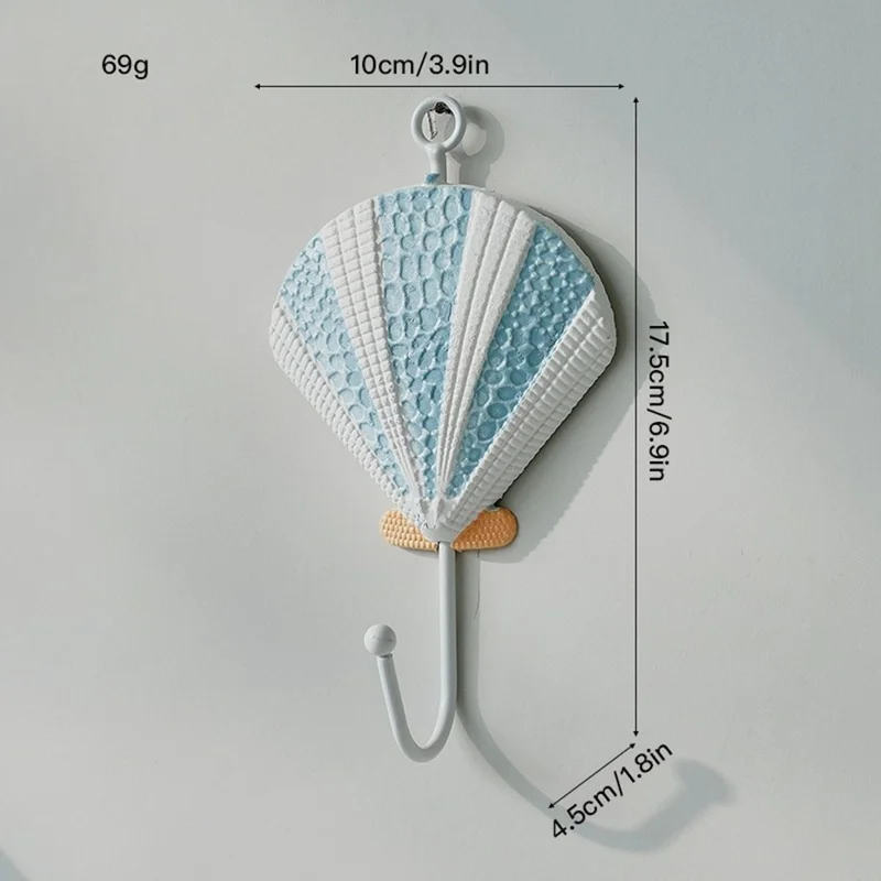 Mediterranean Style Wall Hooks Iron Coat Rack Door Hanger Ocean Theme Home Decor Storage Holder - Blue Shell