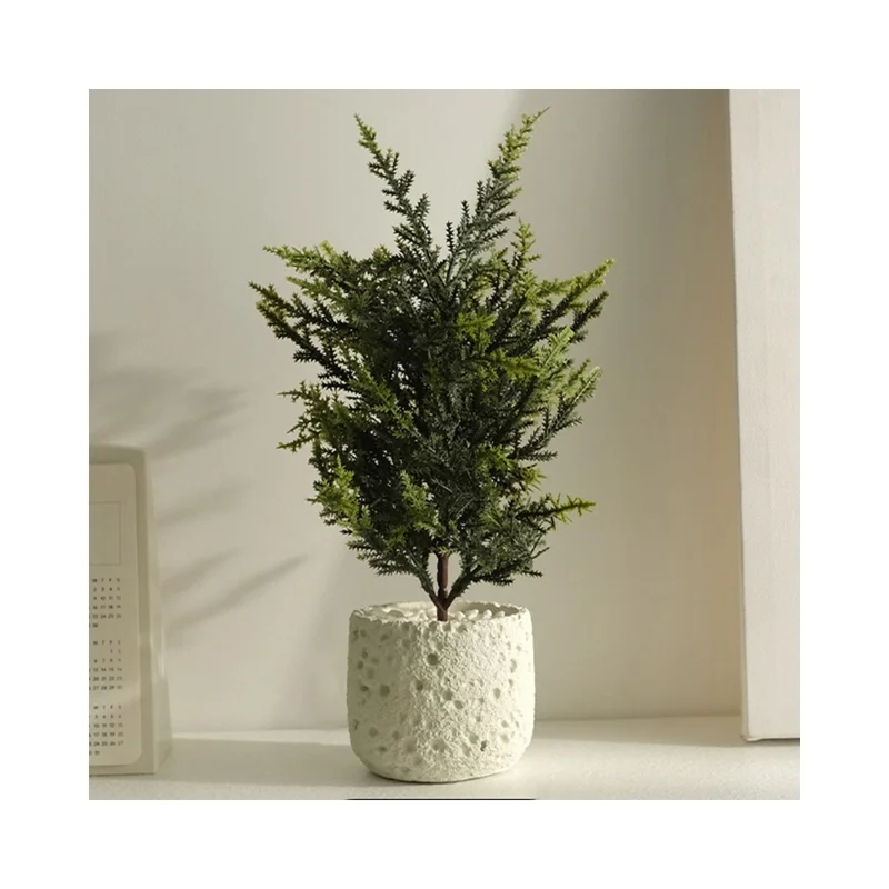 Nordic Style Artificial Plant Decorative Mini Potted Green Faux Plants for Office Living Room Desktop Ornament - White