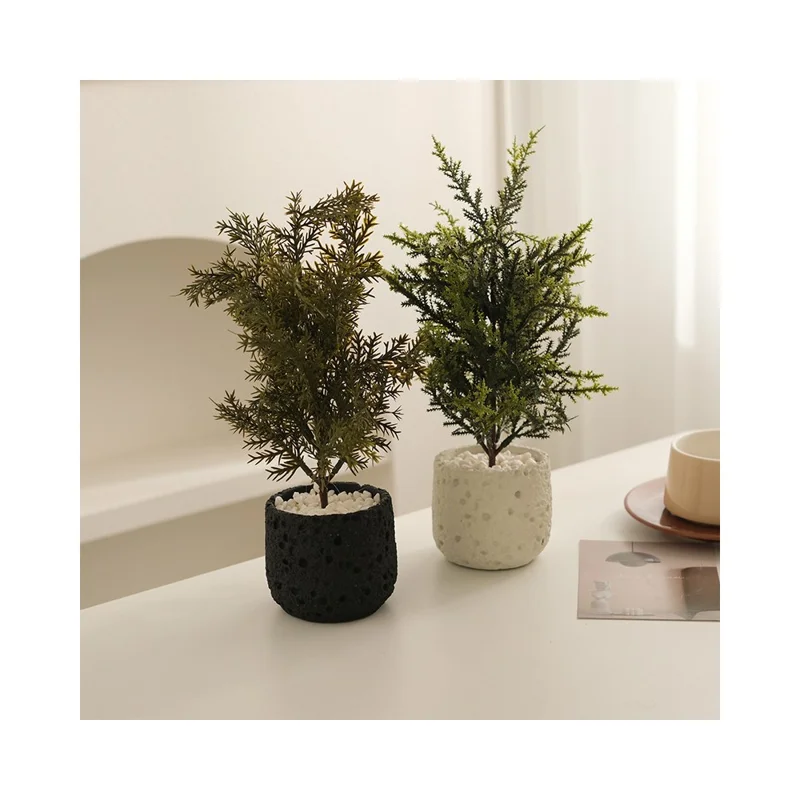 Nordic Style Artificial Plant Decorative Mini Potted Green Faux Plants for Office Living Room Desktop Ornament - White