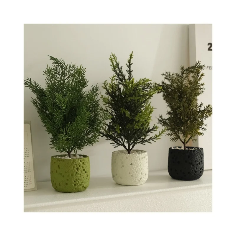 Nordic Style Artificial Plant Decorative Mini Potted Green Faux Plants for Office Living Room Desktop Ornament - White