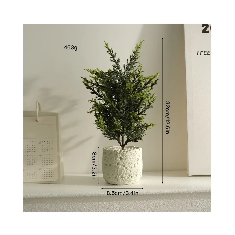 Nordic Style Artificial Plant Decorative Mini Potted Green Faux Plants for Office Living Room Desktop Ornament - White