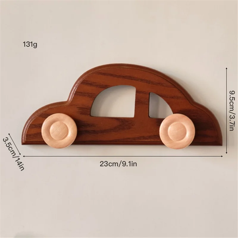 Wooden Wall Hooks for Kids Room Decorative Coat Hanger Entryway Closet Organizer Hat Rack - Classic Car