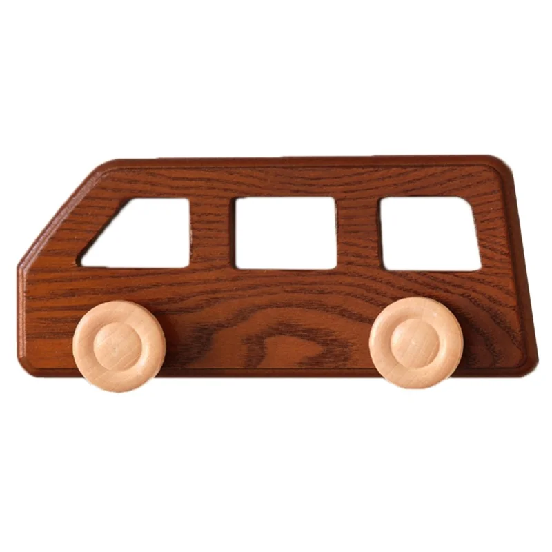 Wooden Wall Hooks for Kids Room Decorative Coat Hanger Entryway Closet Organizer Hat Rack - Bus