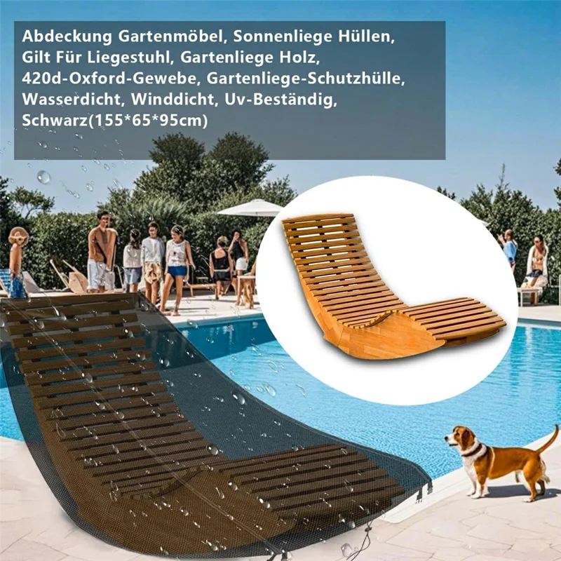 Funda para Tumbona de Jardín Exterior 420D Revestida de Plata con Diseño Resistente al Viento y Hebilla