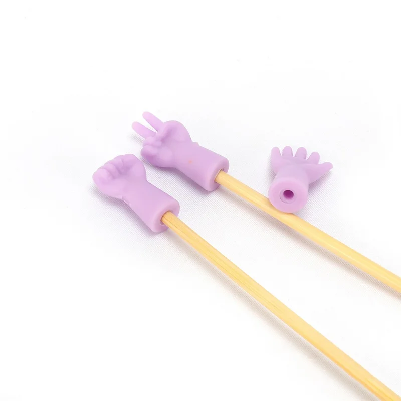 AC252 6Pcs / Set Rock Paper Scissors Knitting Needles Point Protectors Weave Knitting Needle Tip Stopper Rubber Anti-slip Cap - Purple