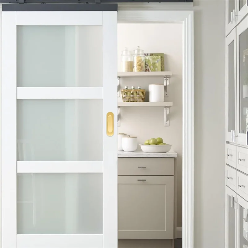 2Pcs Adhesive Door Pull Handles for Sliding Doors Furniture Bathroom Glass Door, Size S - Oval Black