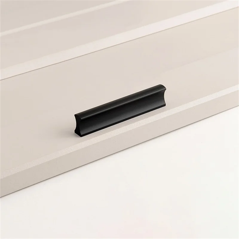 Poignée de tiroir de 80 mm de long, entraxe de 64 mm, en alliage d'aluminium pour meuble de cuisine - Noir mat