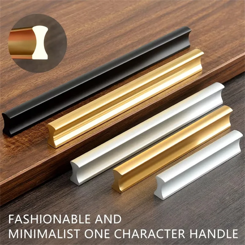 Drawer Pull 96mm Hole Cente, 115mm Lengthr Aluminum Alloy Kitchen Cabinet Handle Furniture Hardware - Gold