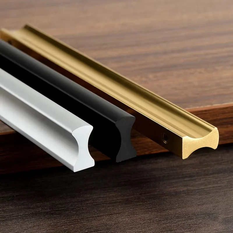 Drawer Pull 160mm Hole Center, 185mm Length Aluminum Alloy Kitchen Cabinet Handle Furniture Hardware - Matte Silver