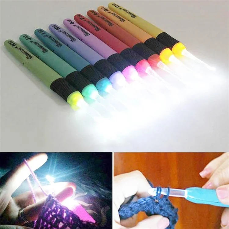 CH047 Ferramenta de Crochet com Luz LED Criativa Agulha de Tricô Tecelagem Costura Crochê - 4.0mm 