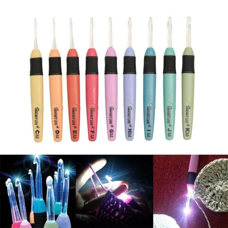 CH047 Ferramenta de Crochet com Luz LED Criativa Agulha de Tricô Tecelagem Costura Crochê - 4.0mm 