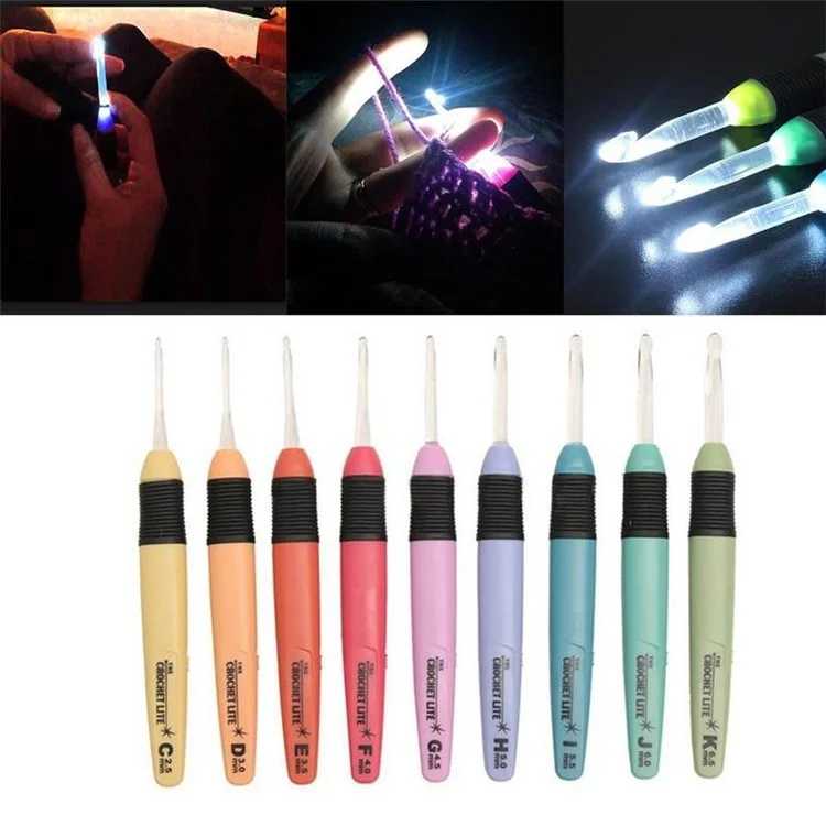 CH047 Ferramenta de Crochet com Luz LED Criativa Agulha de Tricô Tecelagem Costura Crochê - 4.0mm 