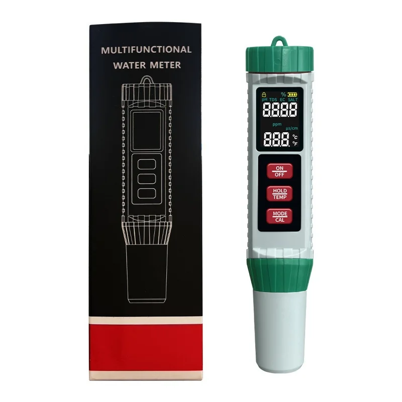 MF-X51 5-in-1 Digitaler Wasserqualitäts-Messgerät für pH / Leitfähigkeit / TDS / Salzgehalt / Temperatur für Aquakultur und Labor